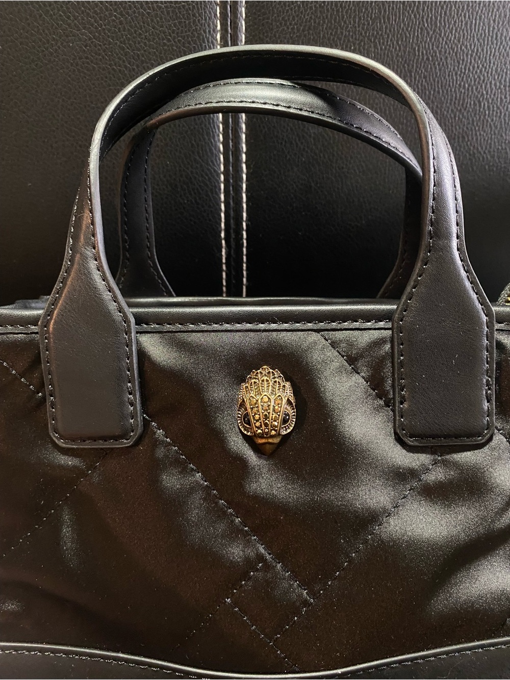 Kurt Geiger Black Mini Nylon Tote Crossbody handbag with Gold Hardware - Picture 6 of 14